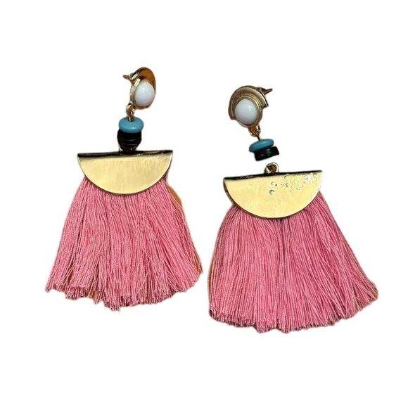 Bohemian Pink Long Tassel Earrings NWT - Picture 2 of 6